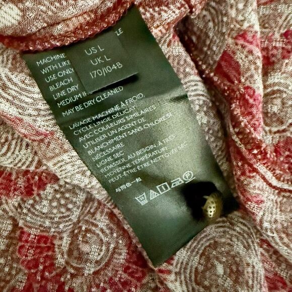 MAEVE x ANTHROPOLOGIE | Tiered Dress Amber Burgundy Red Off White Boho | Large - Picture 9 of 10